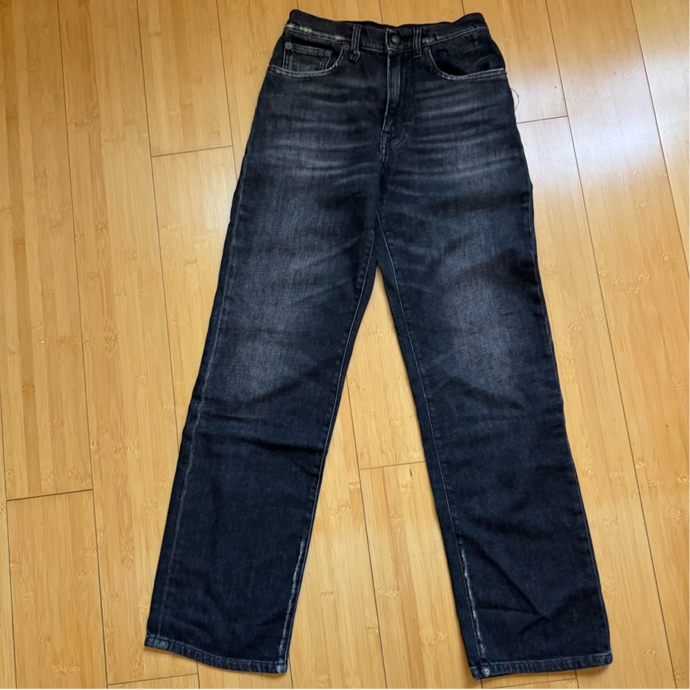 R13 Alice High Rise Straight Leg Black Jeans 25